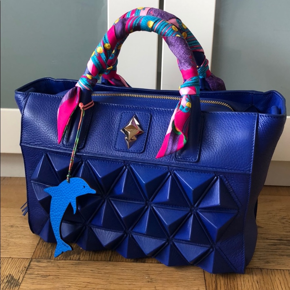 Sofia Al Asfoor Classic Shield Bag Cobalt Blue Leather Handbag
